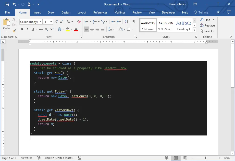 Word-dark theme